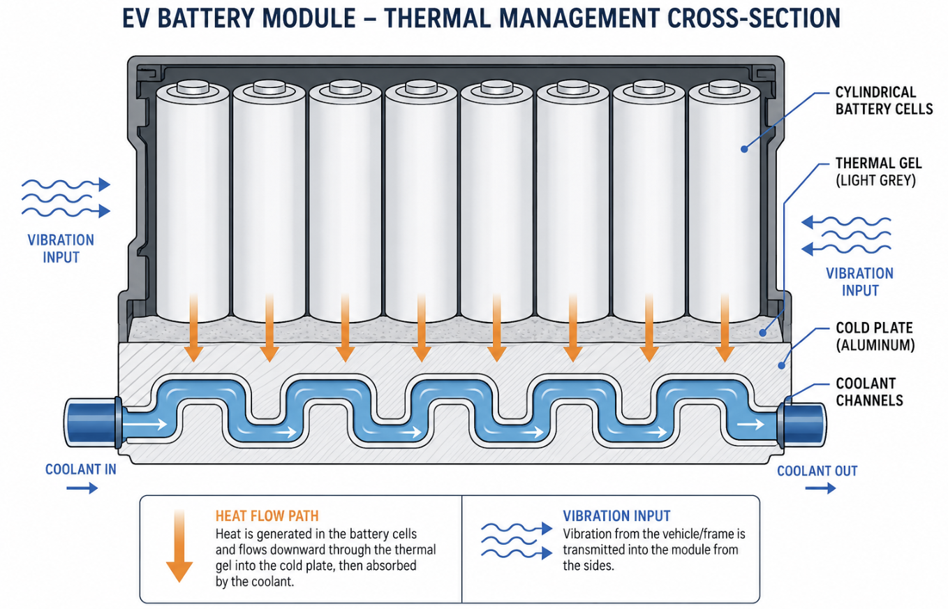Robotic dispensing of thermal gel onto EV battery cells during module assembly for cold plate thermal interface Robotic dispensing of thermal gel onto EV battery cells during module assembly for cold plate thermal interface