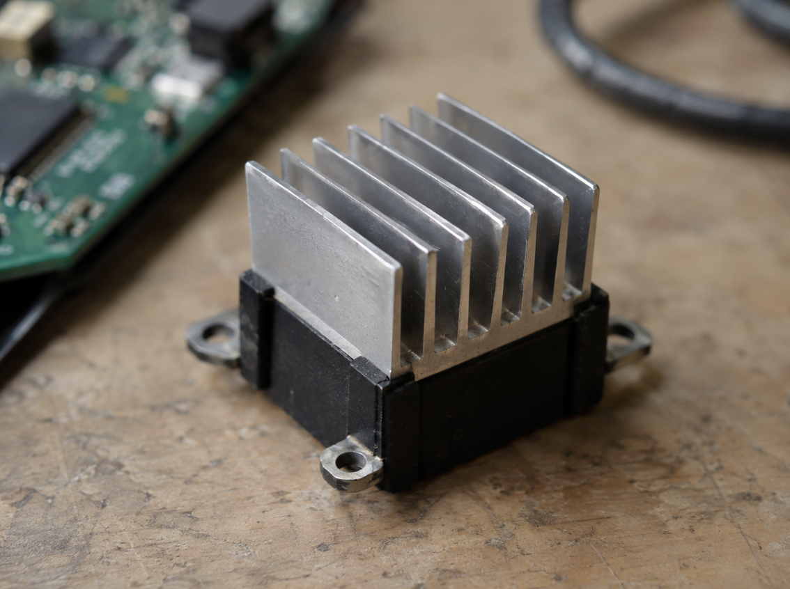 Aluminum heatsink dissipating heat from an electronic component Aluminum heatsink dissipating heat from an electronic component